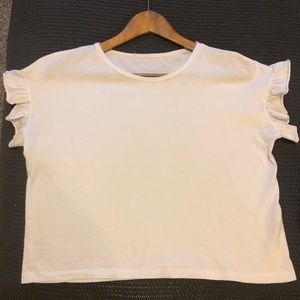 Zara White Shirt with Ruffle Sleeves - Small
